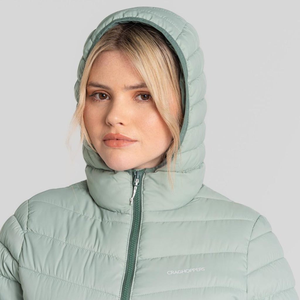 Craghoppers Women's Compresslite VIII Hooded Jacket - Meadow Haze / Frosted Pine - Beales department store