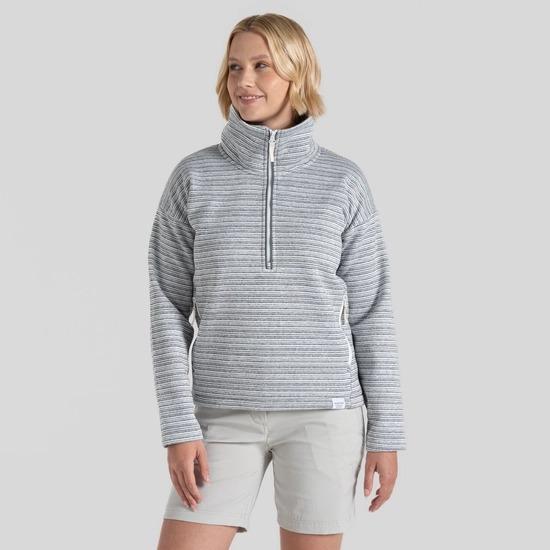 Craghoppers Womens' Daisy Half Zip Fleece - Storm Grey Stripe - Beales department store