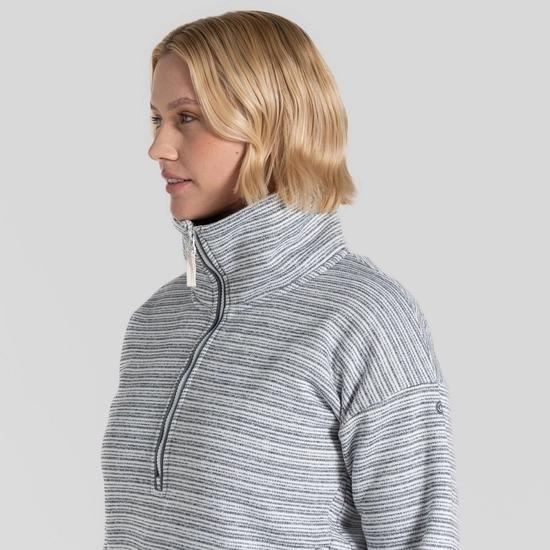 Craghoppers Womens' Daisy Half Zip Fleece - Storm Grey Stripe - Beales department store