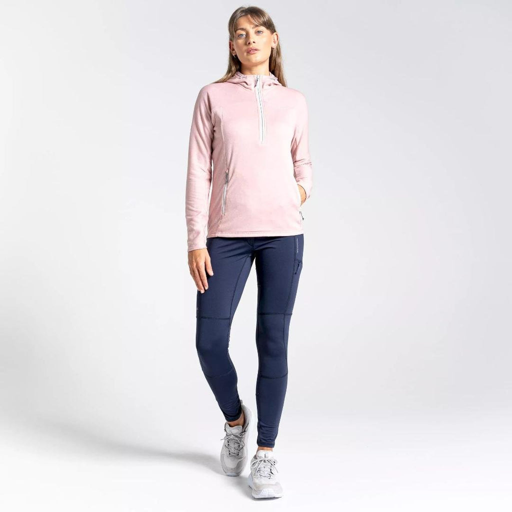 Craghoppers Women's Dynamic Hooded Half Zip Top - Pink Clay Marl - Beales department store