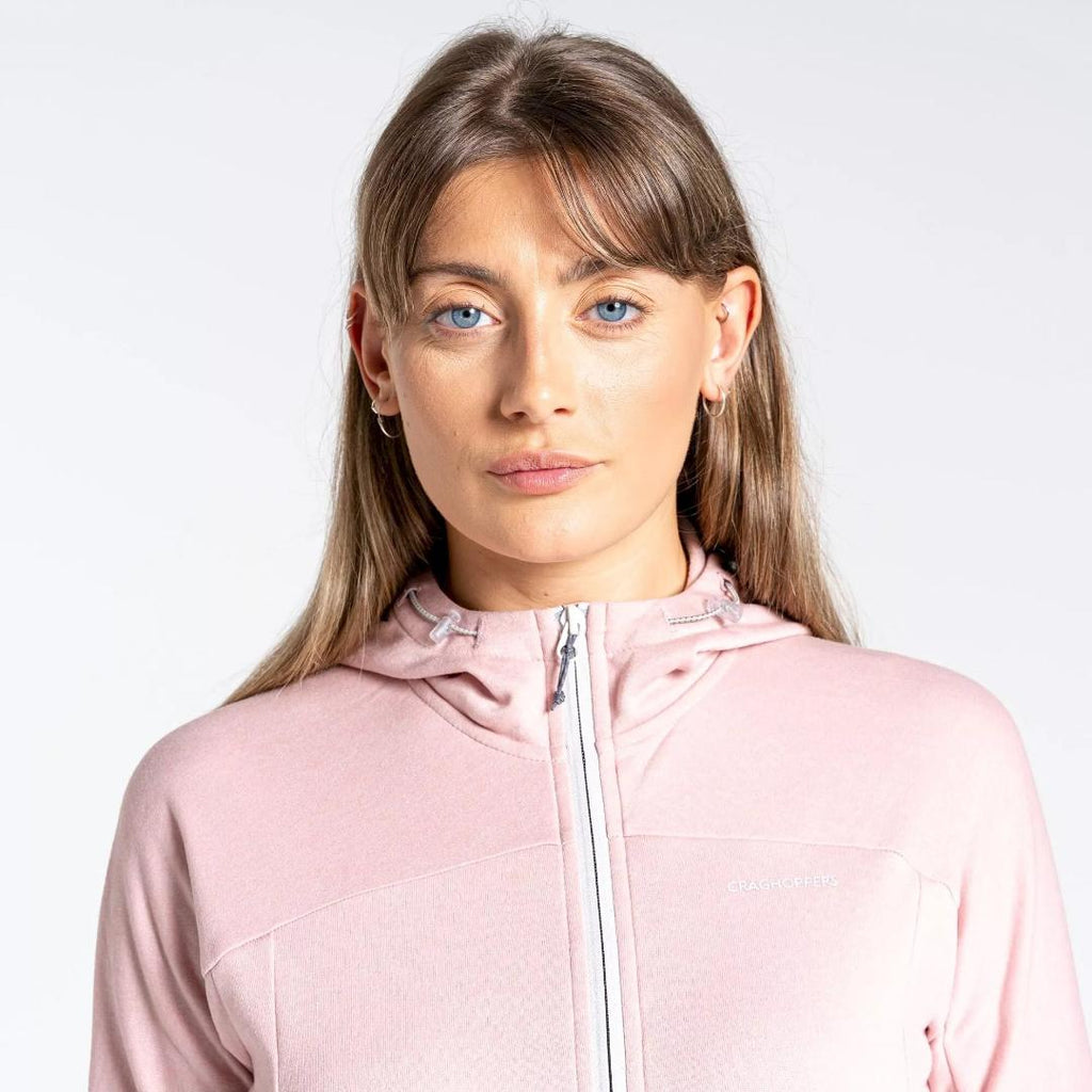 Craghoppers Women's Dynamic Hooded Half Zip Top - Pink Clay Marl - Beales department store