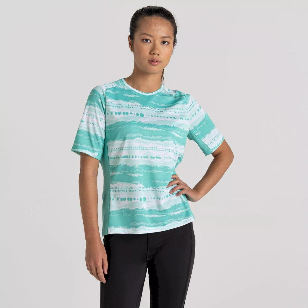 Craghoppers Women's Dynamic Pro Short Sleeve T - Shirt - Ocean Green Print - Beales department store