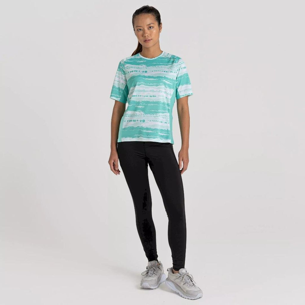 Craghoppers Women's Dynamic Pro Short Sleeve T - Shirt - Ocean Green Print - Beales department store