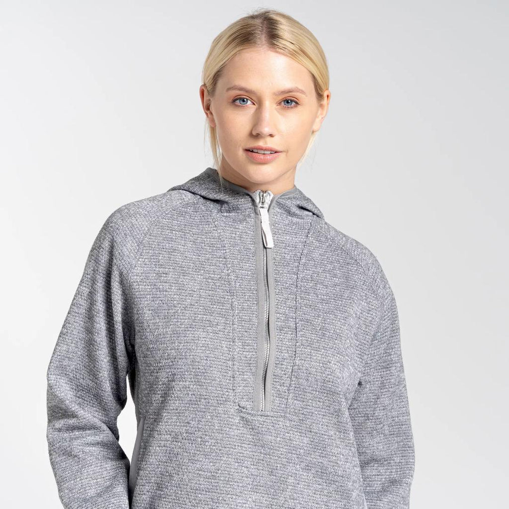 Craghoppers Women's Elena Hooded Half Zip Fleece - Lunar Grey Marl - Beales department store