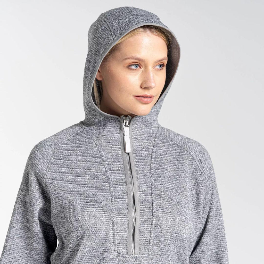 Craghoppers Women's Elena Hooded Half Zip Fleece - Lunar Grey Marl - Beales department store