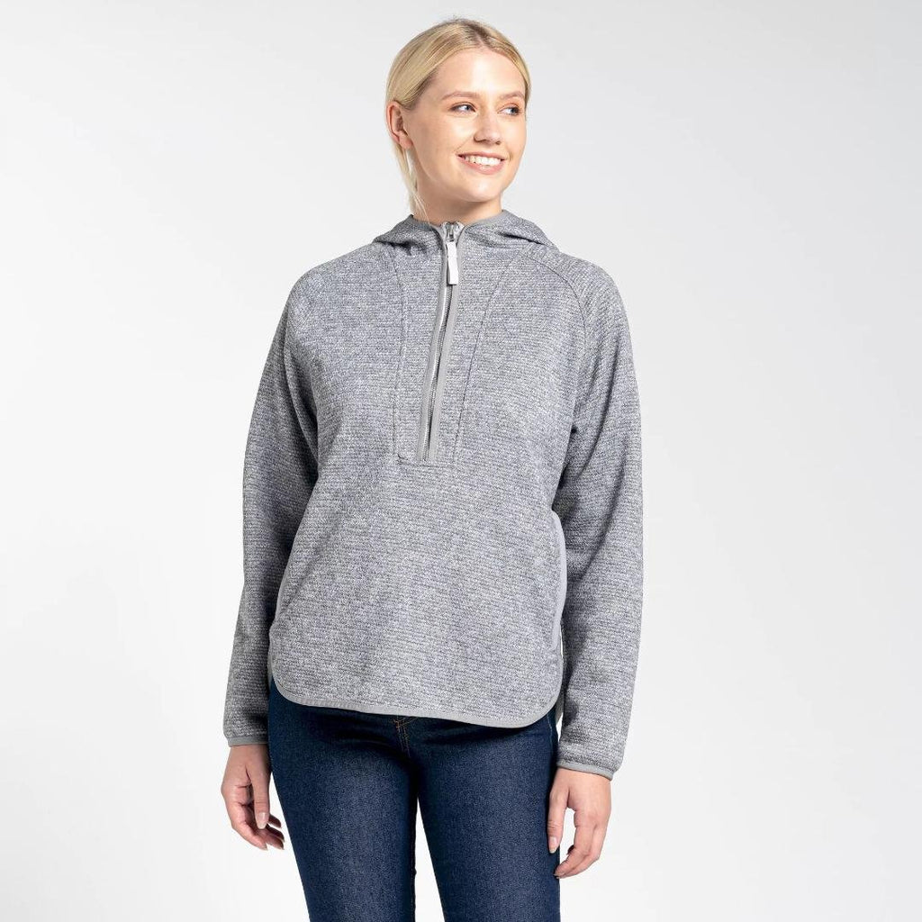 Craghoppers Women's Elena Hooded Half Zip Fleece - Lunar Grey Marl - Beales department store