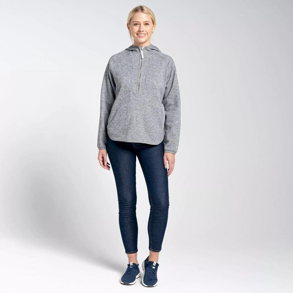 Craghoppers Women's Elena Hooded Half Zip Fleece - Lunar Grey Marl - Beales department store