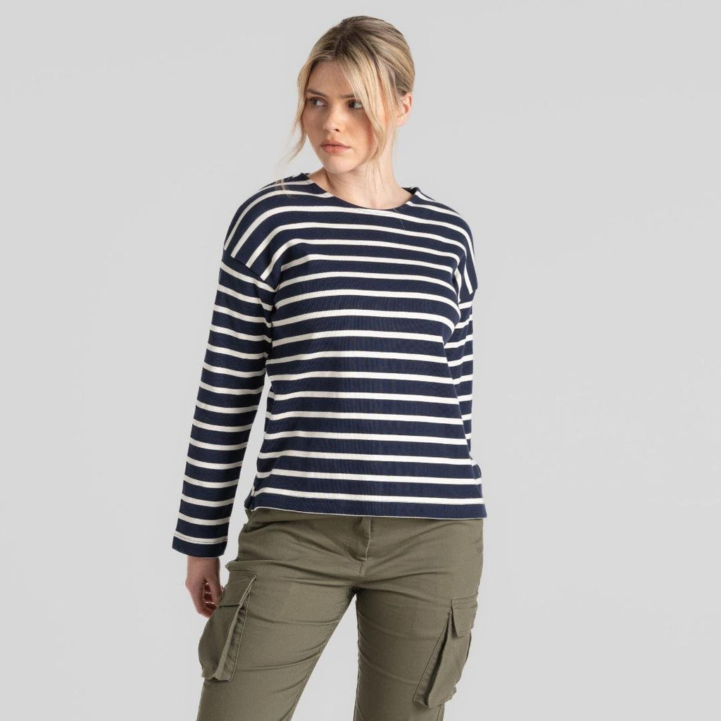 Craghoppers Women's Sinead Long Sleeved Top - Blue Navy / Calico Stripe - Beales department store