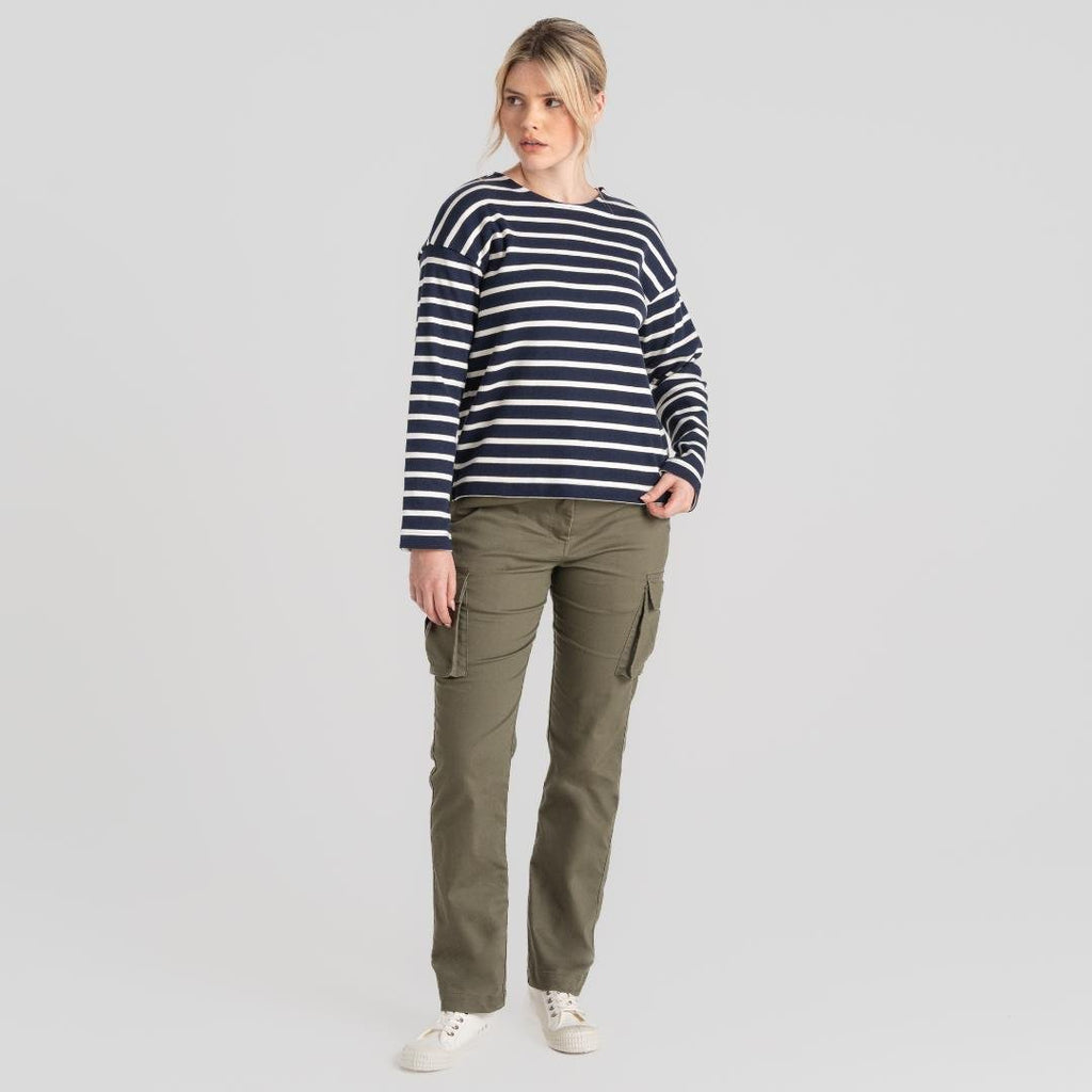 Craghoppers Women's Sinead Long Sleeved Top - Blue Navy / Calico Stripe - Beales department store