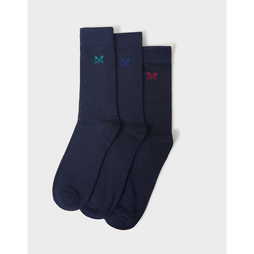 Crew Clothing 3 Pack Bamboo Socks - Navy - Beales department store