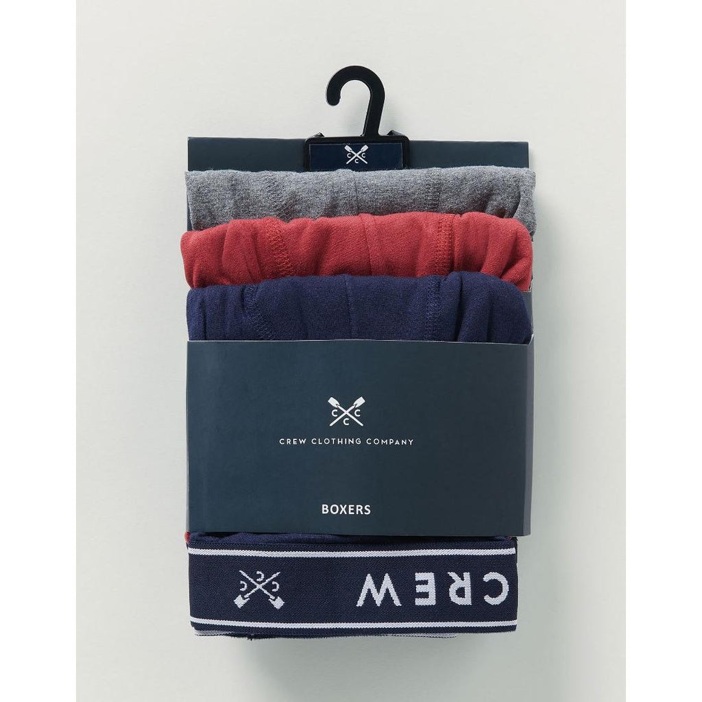 Crew Clothing 3 Pack Jersey Boxers - Navy Red Grey - Beales department store