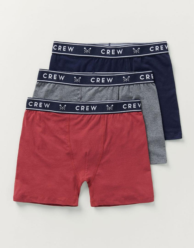 Crew Clothing 3 Pack Jersey Boxers - Navy Red Grey - Beales department store