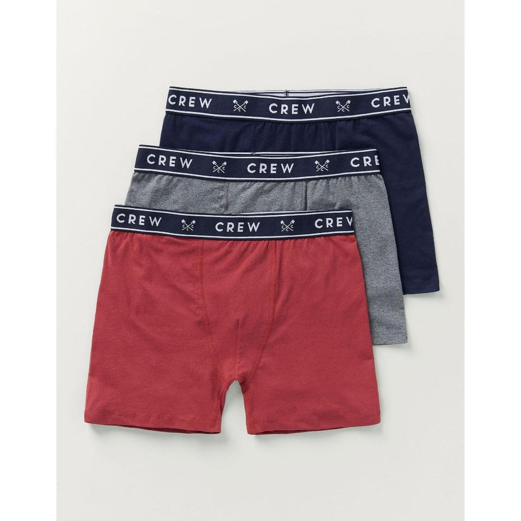 Crew Clothing 3 Pack Jersey Boxers - Navy Red Grey - Beales department store
