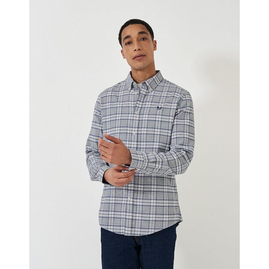 Crew Clothing Anderson Marl Flannel Check Shirt - Blue Cashew - Beales department store