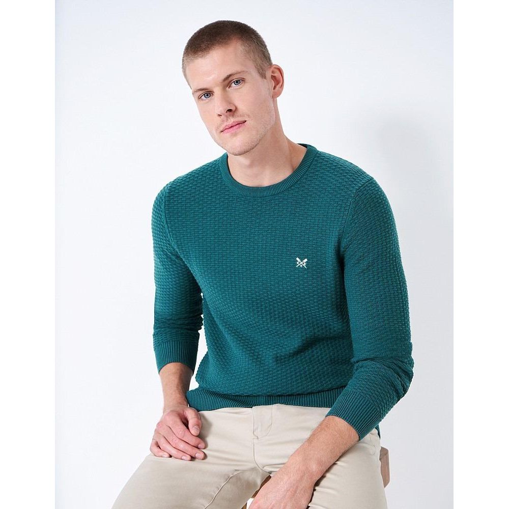 Crew Clothing Breakwater Organic Cotton Crew Neck Jumper - Atlantic - Beales department store