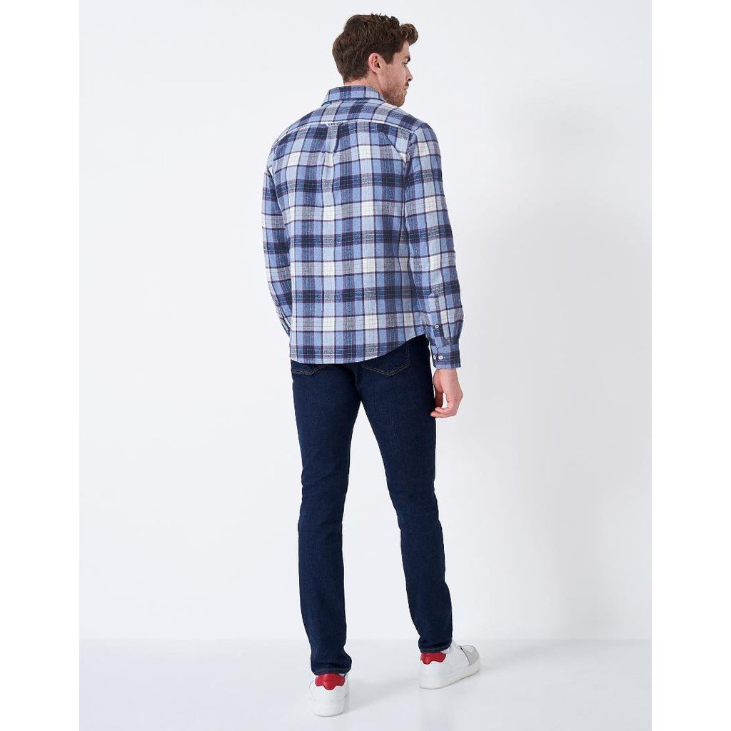 Crew Clothing Brushed Flannel Check Shirt - Blue Purple - Beales department store