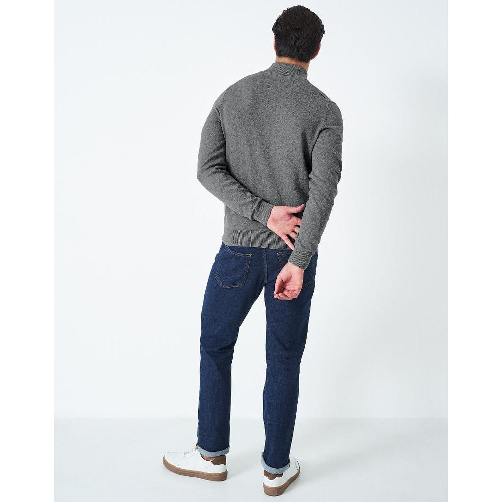 Crew Clothing Classic Half Zip Knit Jumper - Grey Marl - Beales department store