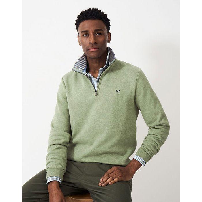 Crew Clothing Classic Half Zip Sweatshirt - Artichoke Marl - Beales department store