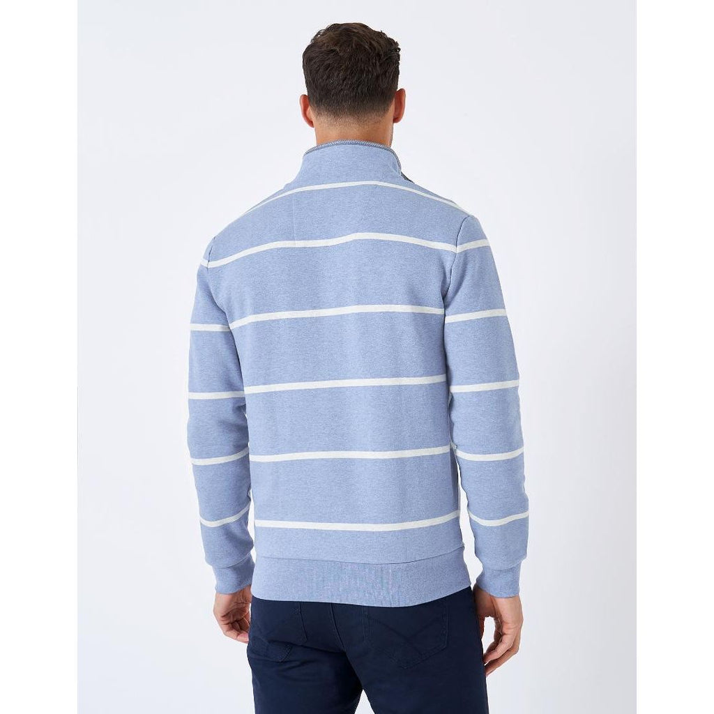 Crew Clothing Classic Half Zip Sweatshirt - Blue White Stripe - Beales department store