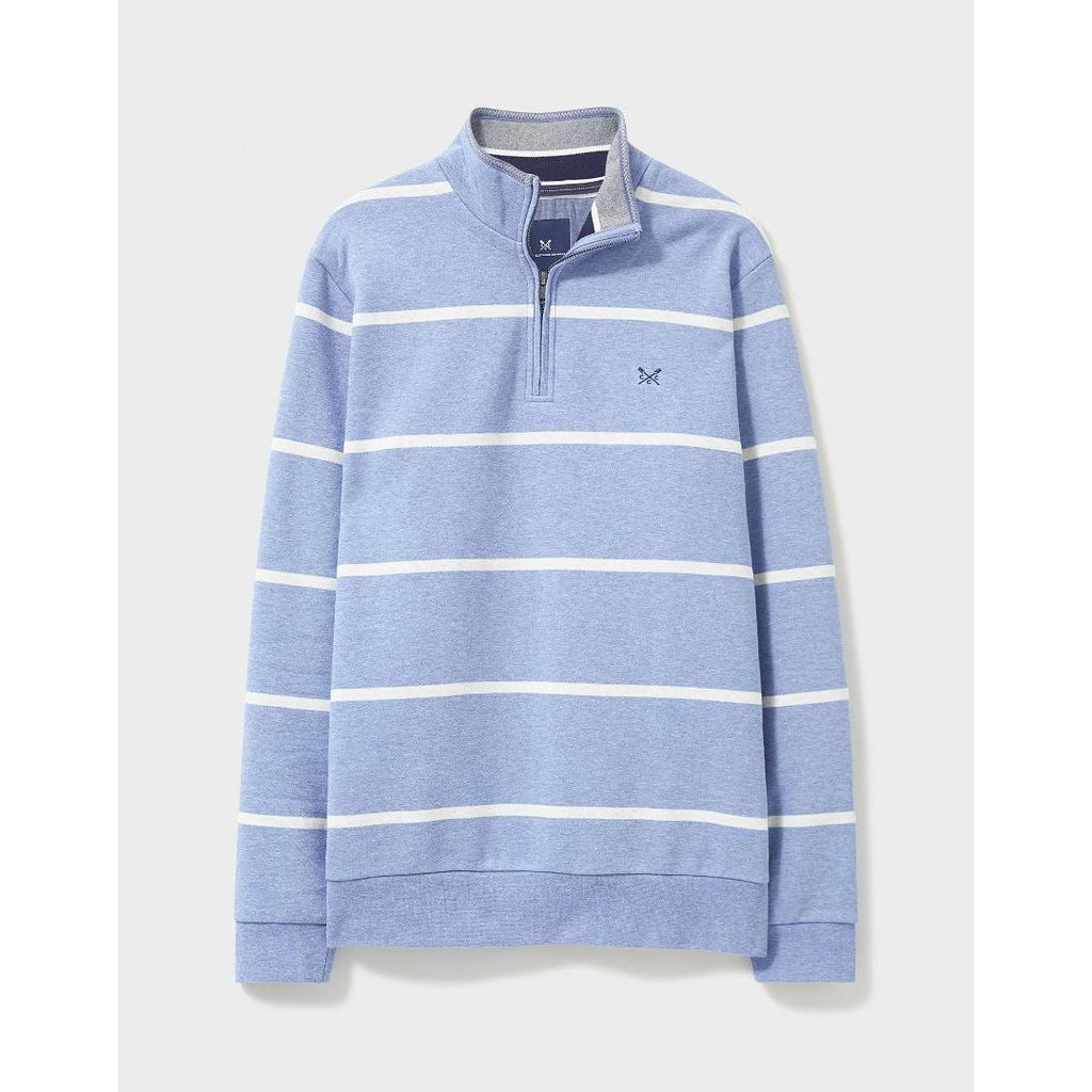 Crew Clothing Classic Half Zip Sweatshirt - Blue White Stripe - Beales department store