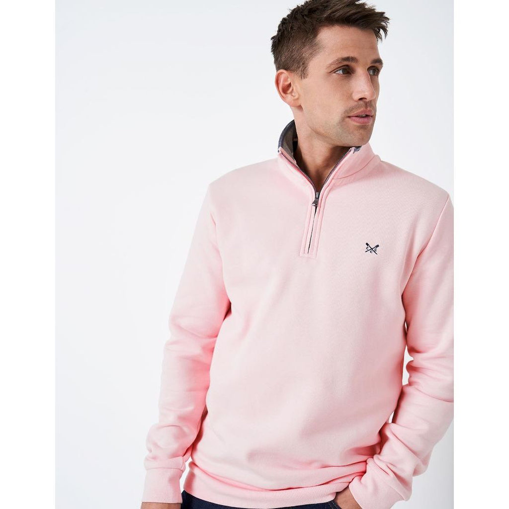 Crew Clothing Classic Half Zip Sweatshirt - Pink - Beales department store