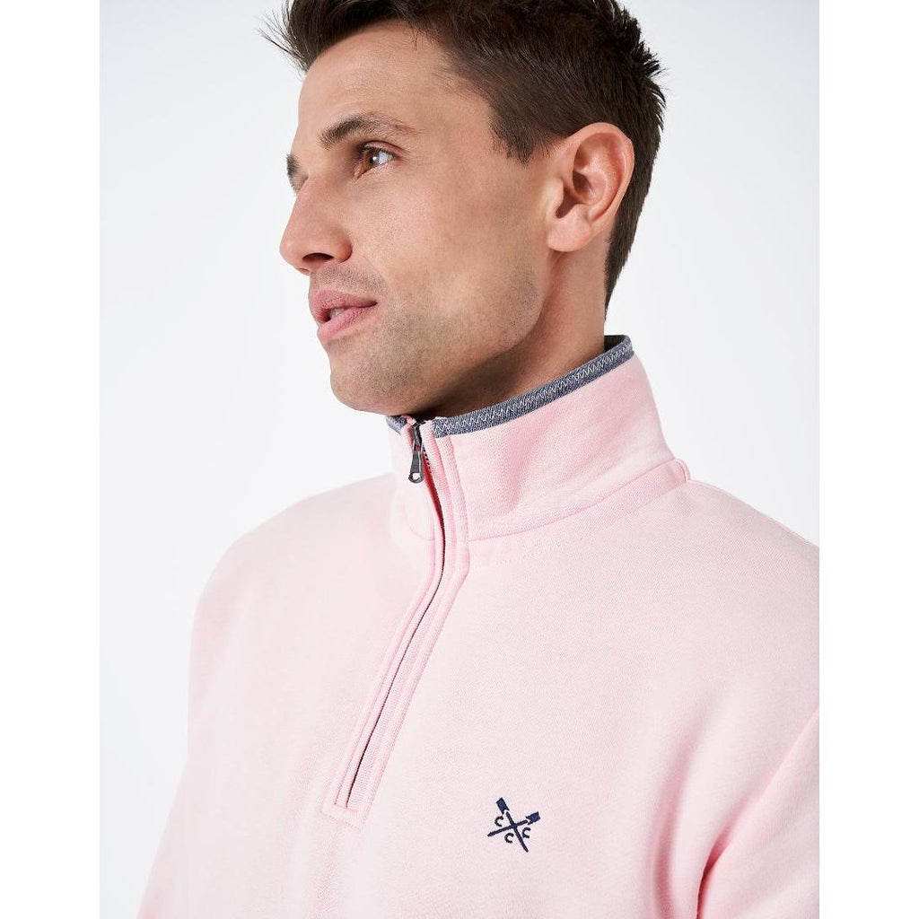 Crew Clothing Classic Half Zip Sweatshirt - Pink - Beales department store