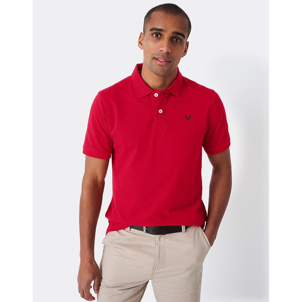 Crew Clothing Classic Pique Polo - Crimson - Beales department store
