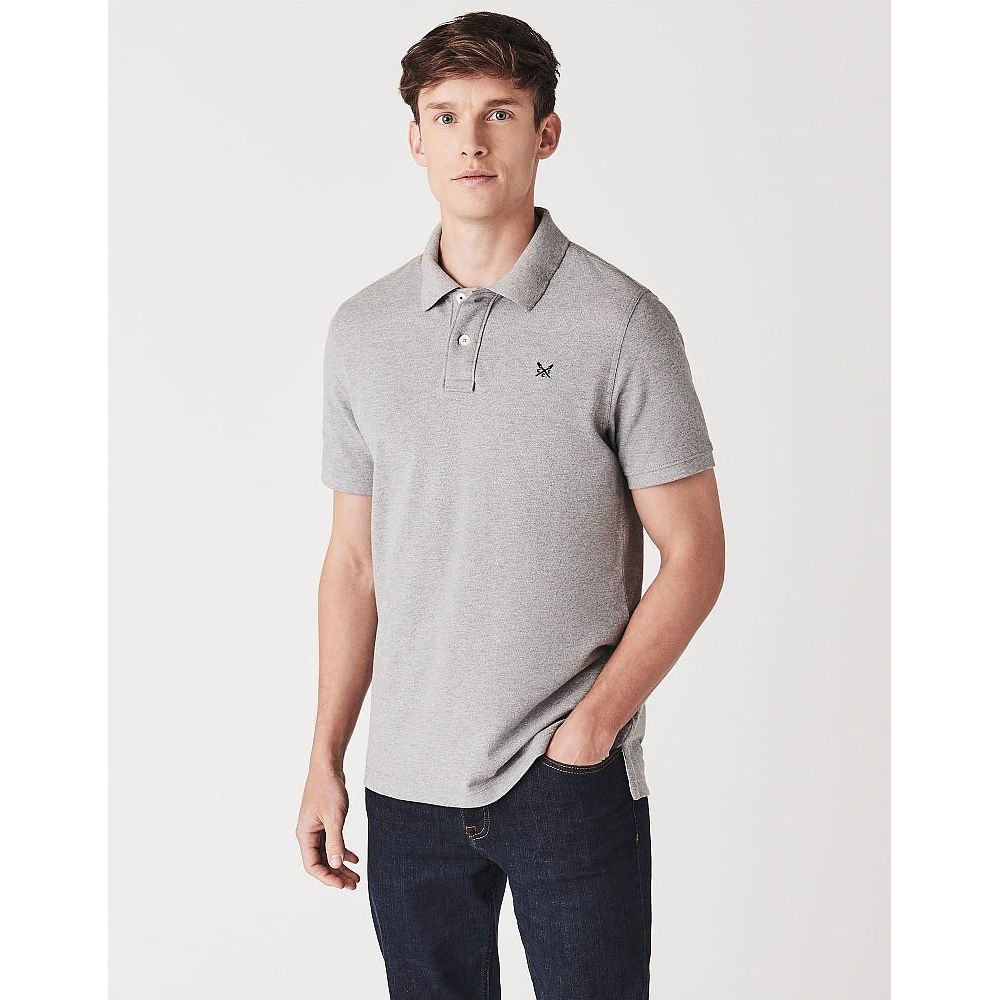 Crew Clothing Classic Pique Polo Shirt - Grey Marl - Beales department store