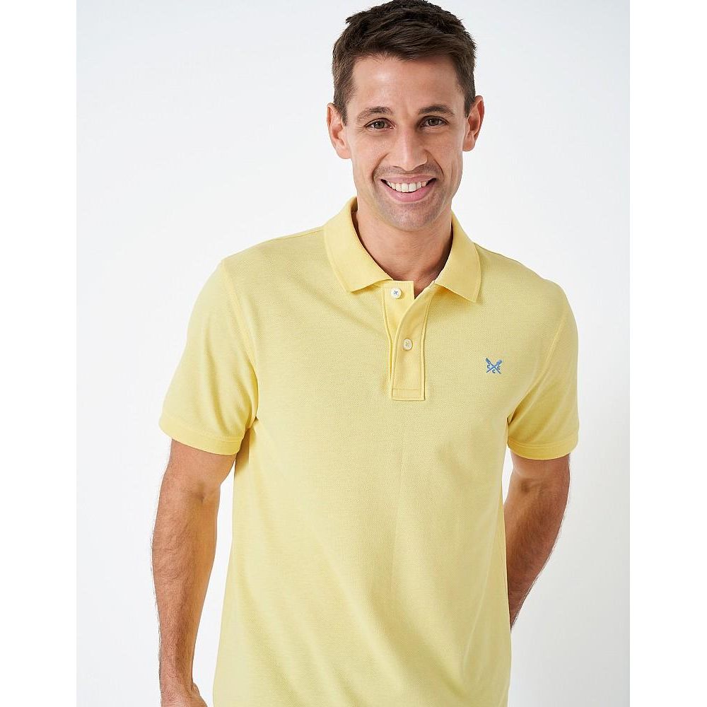 Crew Clothing Classic Pique Polo Shirt - Lemon - Beales department store