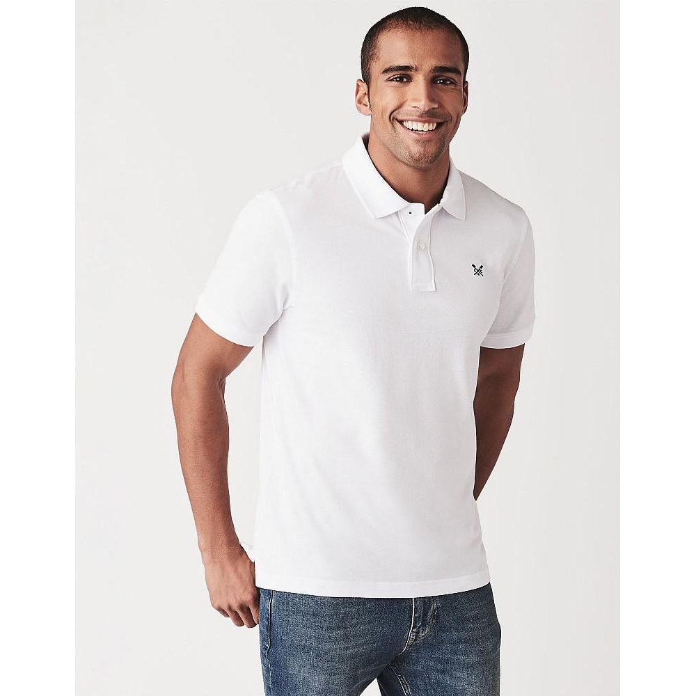 Crew Clothing Classic Pique Polo - White - Beales department store