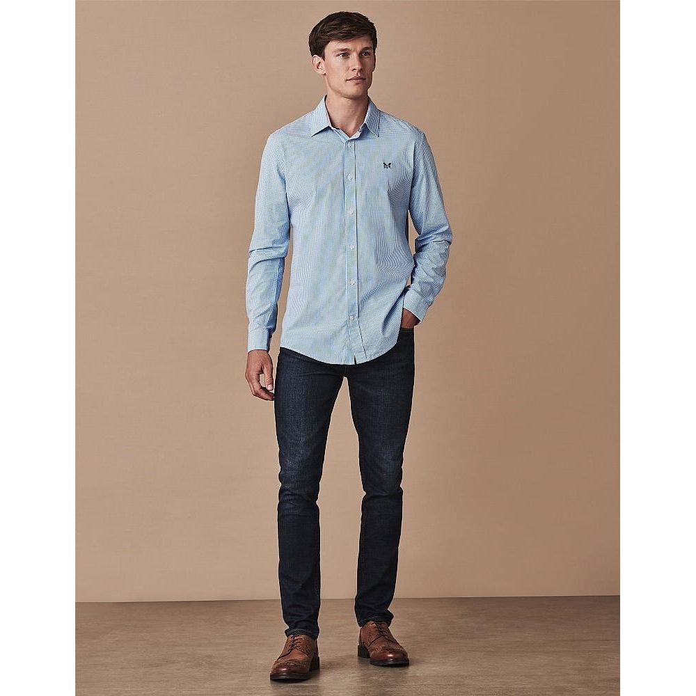 Crew Clothing Company Crew Classic Micro Gingham - Sky - Beales department store