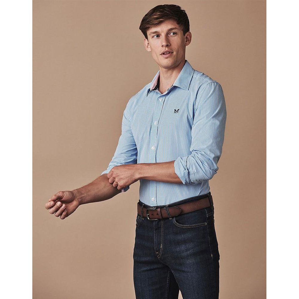 Crew Clothing Company Crew Classic Micro Gingham - Sky - Beales department store