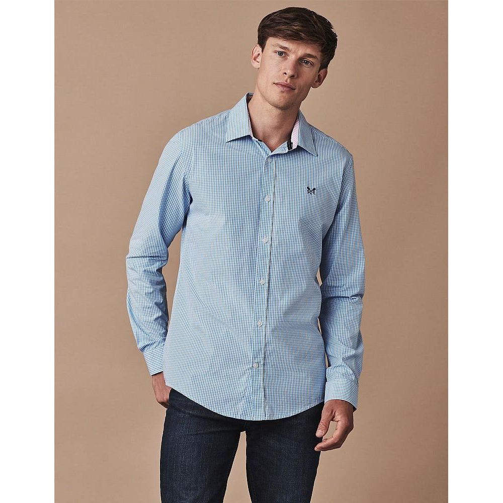 Crew Clothing Company Crew Classic Micro Gingham - Sky - Beales department store
