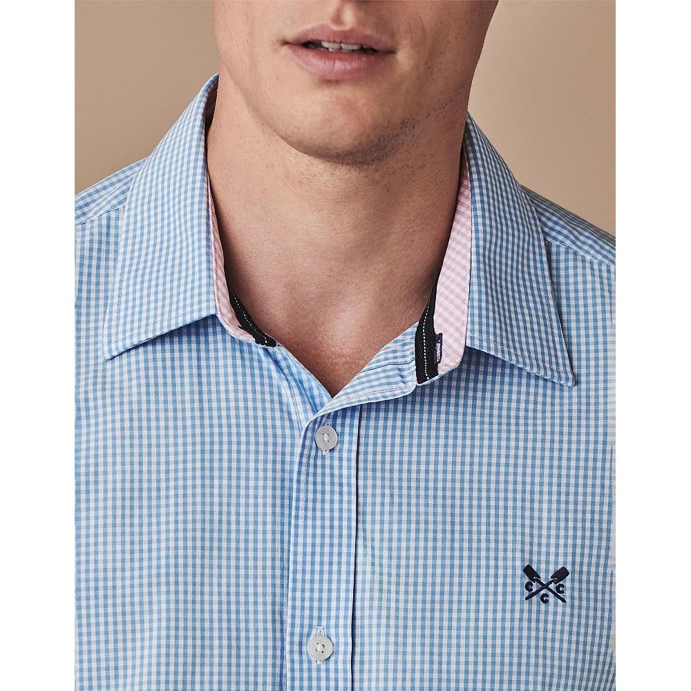 Crew Clothing Company Crew Classic Micro Gingham - Sky - Beales department store