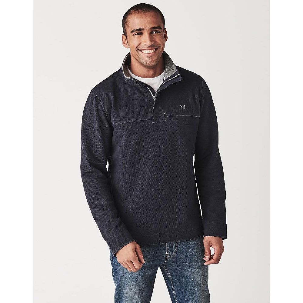 Crew Clothing Company Padstow Pique Sweat - Navy - Beales department store