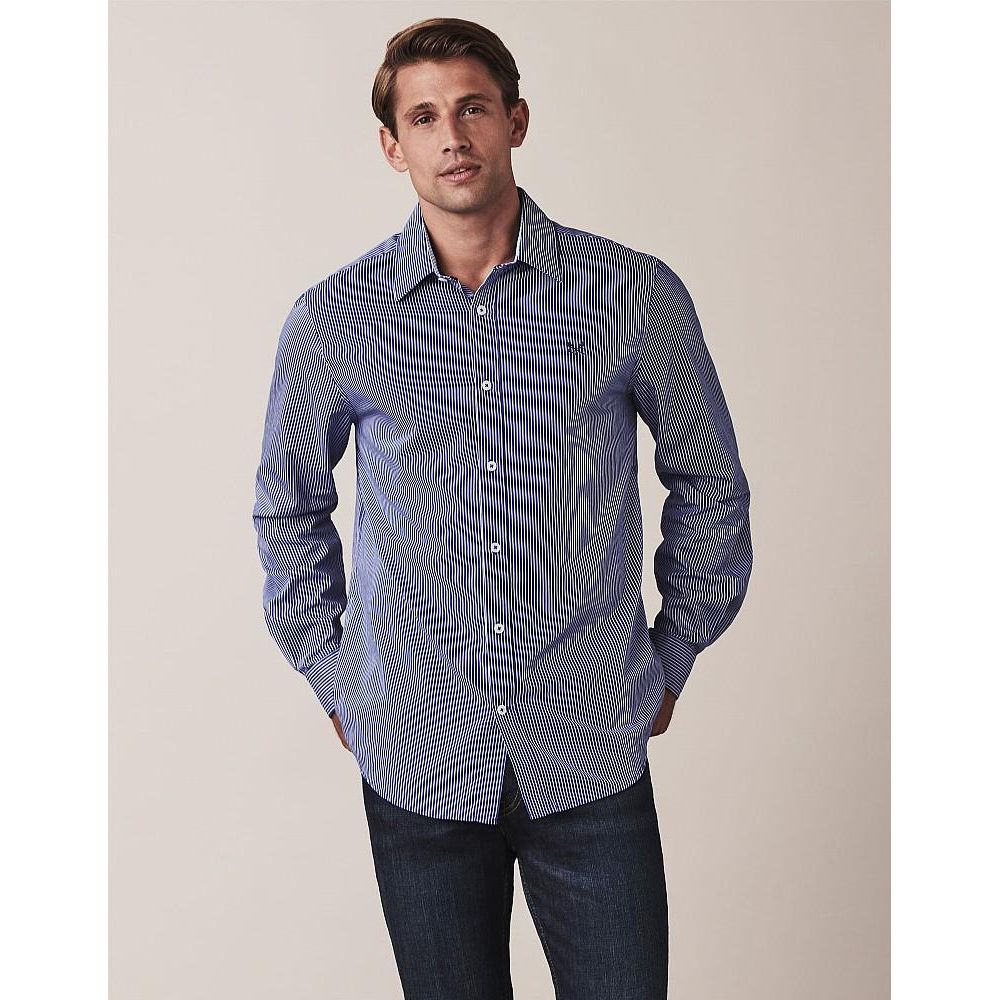 Crew Clothing Crew Classic Fit Micro Stripe Shirt - Ultramarine - Beales department store