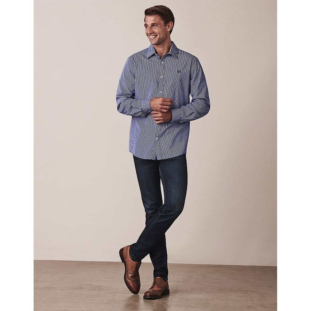 Crew Clothing Crew Classic Fit Micro Stripe Shirt - Ultramarine - Beales department store