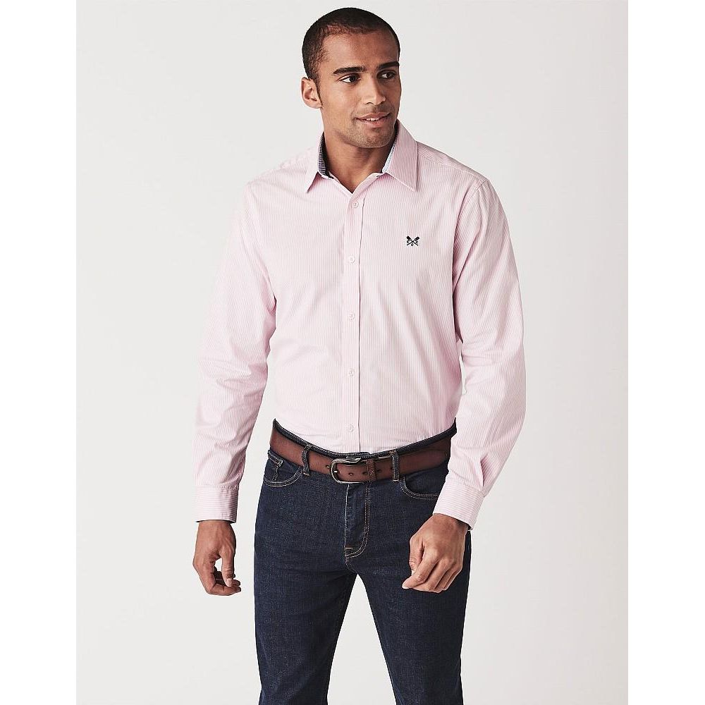 Crew Clothing Crew Classic Micro Stripe Shirt - Classic Pink - Beales department store