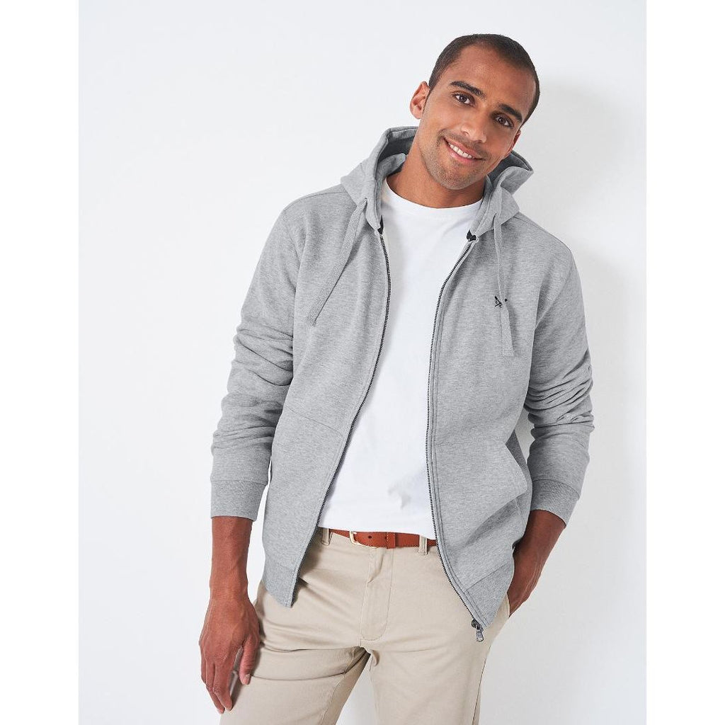 Crew Clothing Crossed Oars Zip Through Hoodie - Grey Marl - Beales department store