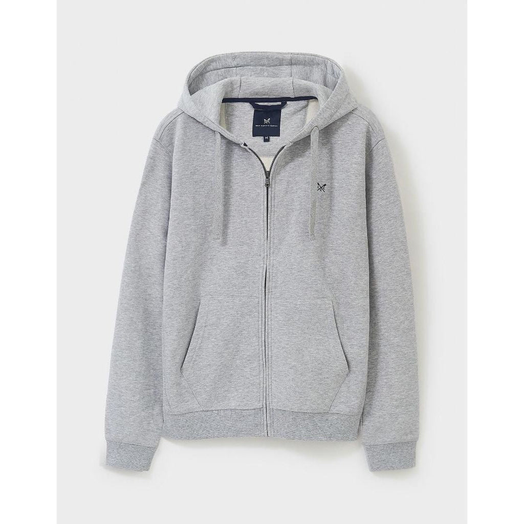 Crew Clothing Crossed Oars Zip Through Hoodie - Grey Marl - Beales department store