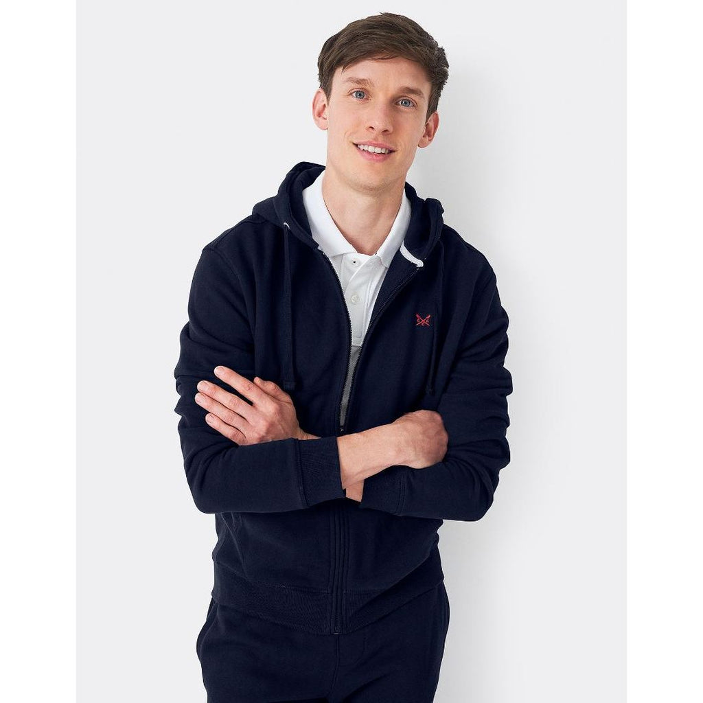 Crew Clothing Crossed Oars Zip Through Hoodie - Navy - Beales department store