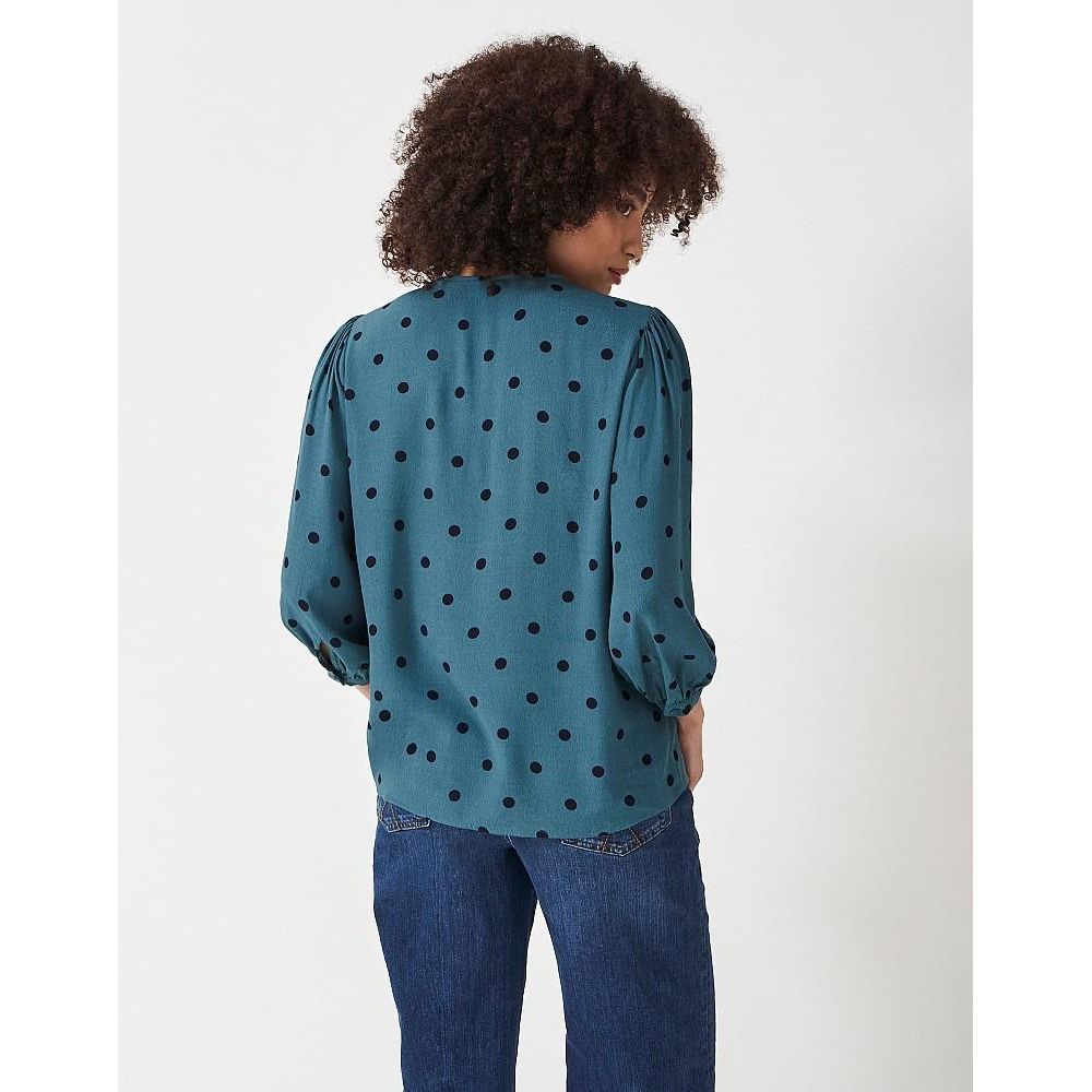 Crew Clothing Ellen Polka Dot Blouse - Navy Dot Print - Beales department store