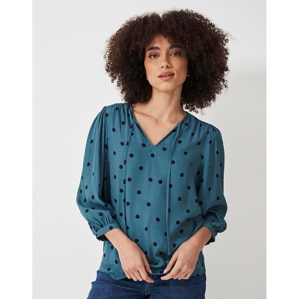 Crew Clothing Ellen Polka Dot Blouse - Navy Dot Print - Beales department store