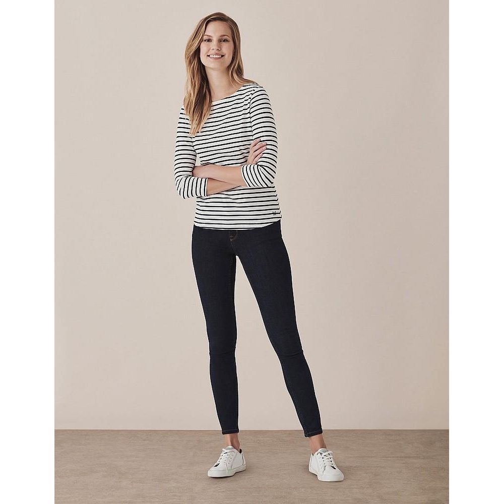 Crew Clothing Essential Breton Top - White & Navy Stripe - Beales department store