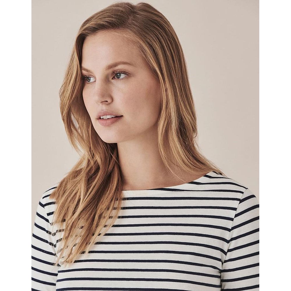 Crew Clothing Essential Breton Top - White & Navy Stripe - Beales department store