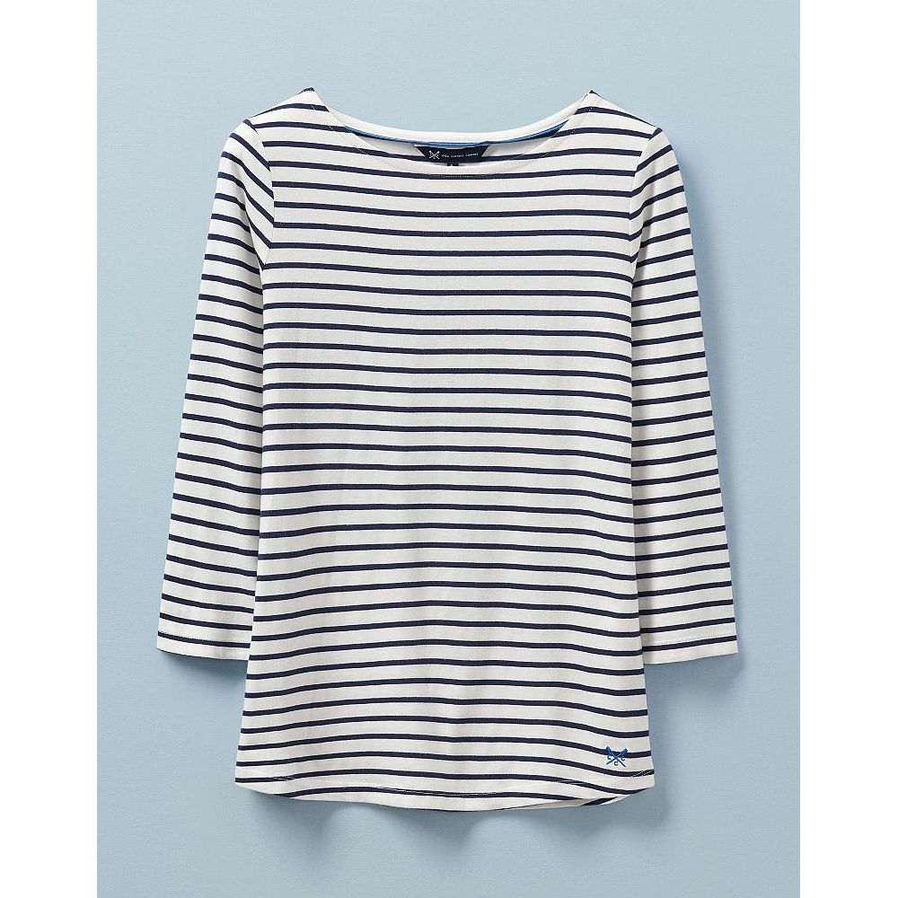 Crew Clothing Essential Breton Top - White & Navy Stripe - Beales department store