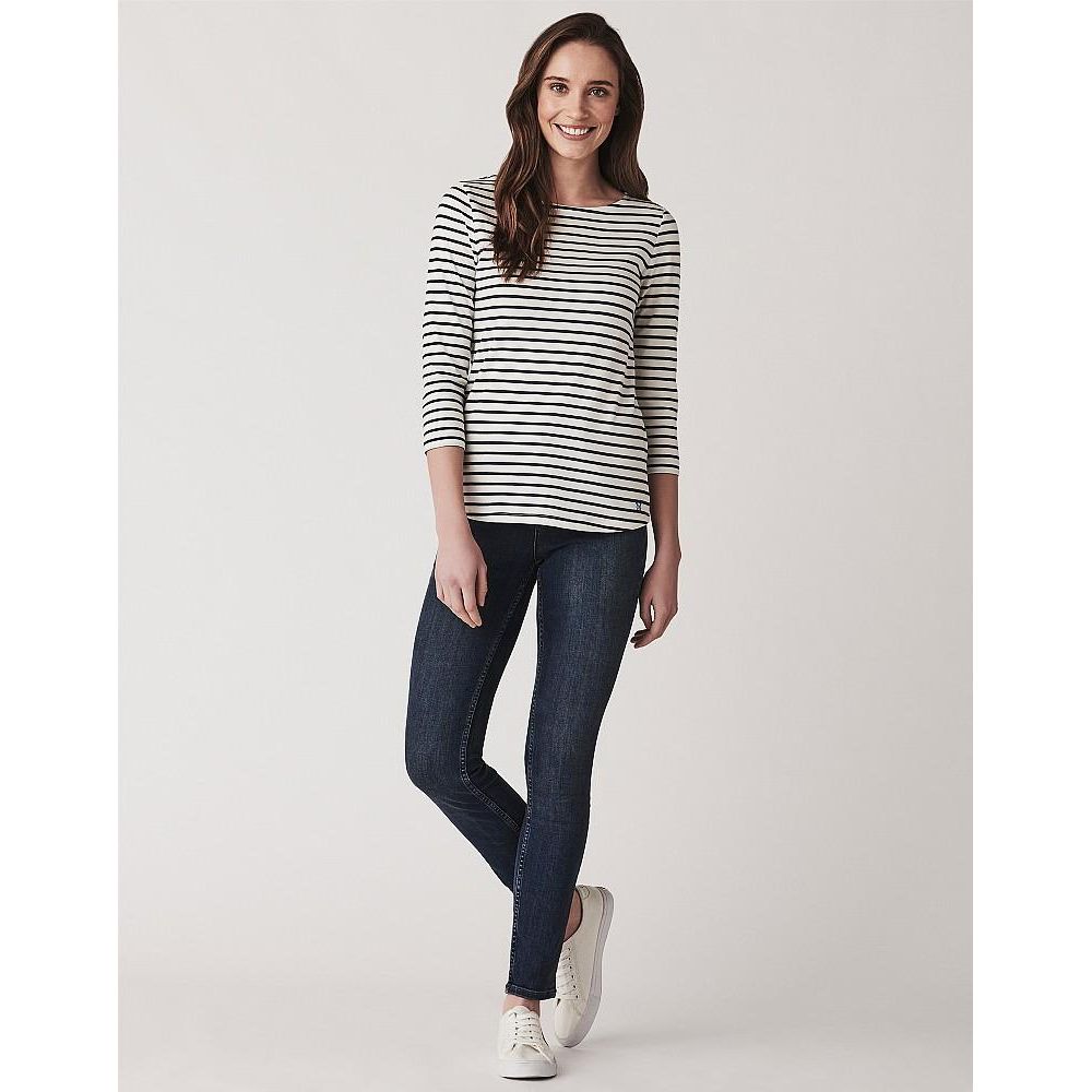 Crew Clothing Essential Breton - White Navy Stripe - Beales department store