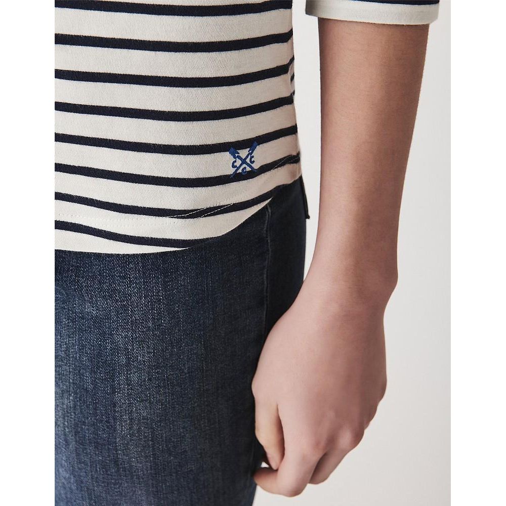 Crew Clothing Essential Breton - White Navy Stripe - Beales department store