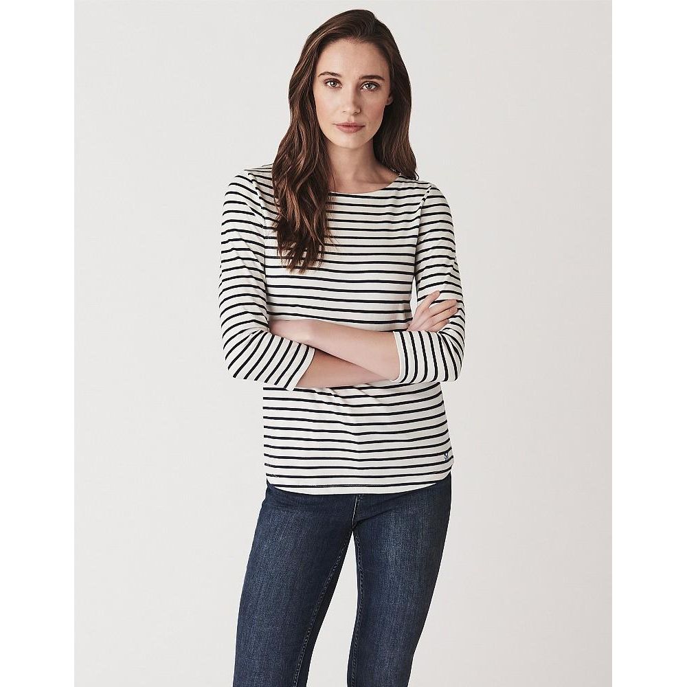 Crew Clothing Essential Breton - White Navy Stripe - Beales department store