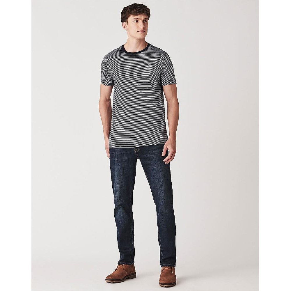 Crew Clothing Fine Stripe T - Shirt - Navy White Stripe - Beales department store